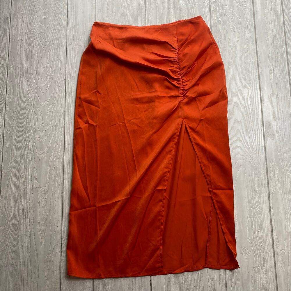 Elegant Orange Ruched Skirt